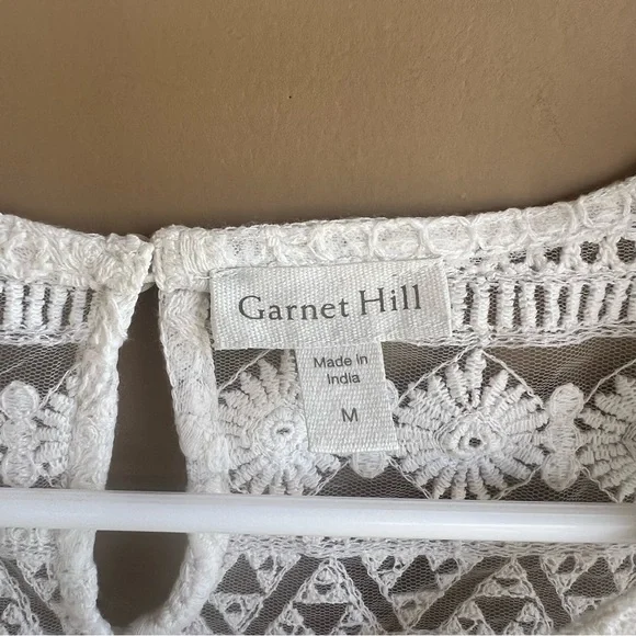 Garnet Hill Crochet Long Sleeve Top - Size M - Boho Hippie Peasant Modest - Picture 4 of 6